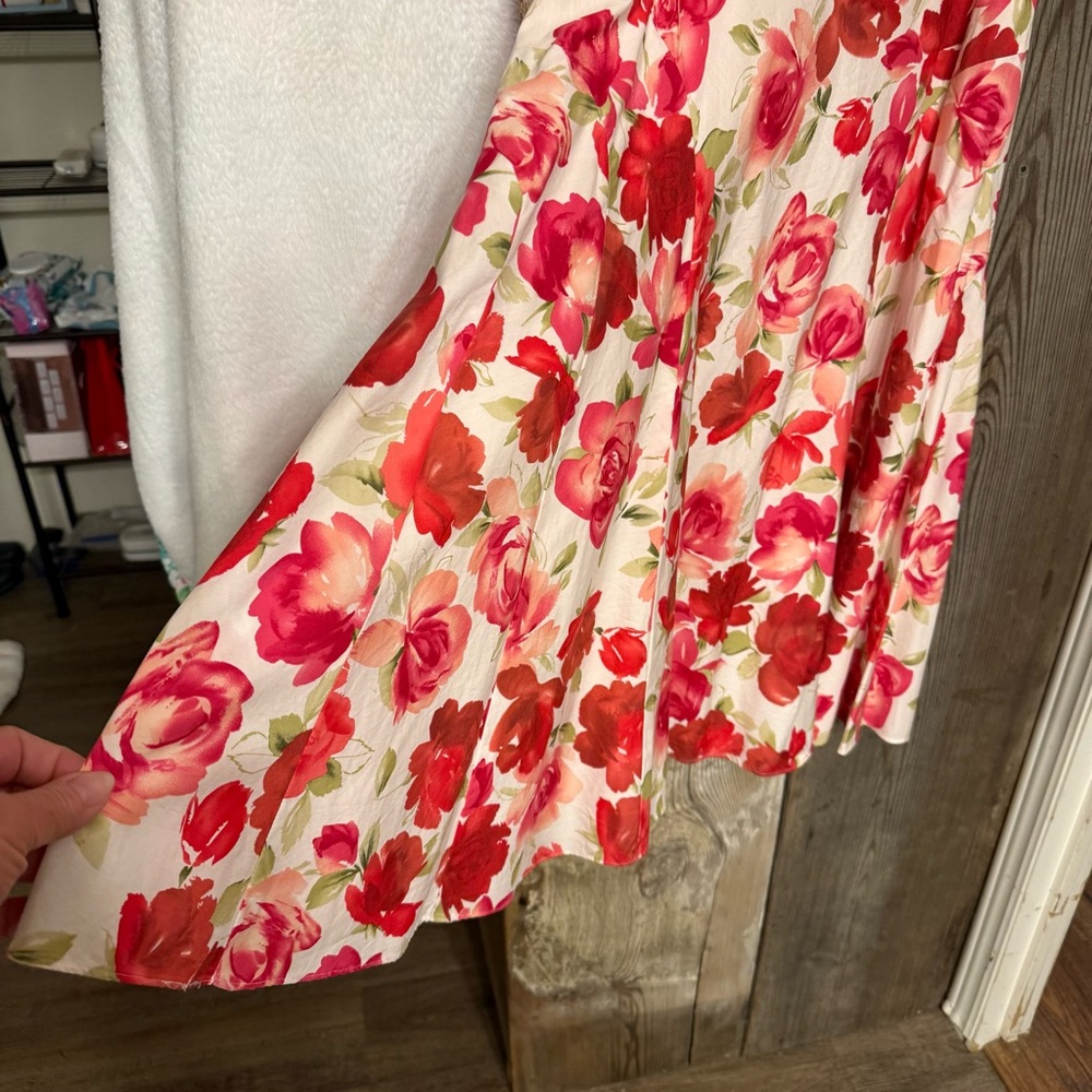 Talbots Red and White Halter Fit and Flare Midi Dress - Picture 4 of 8